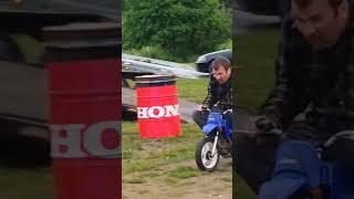 6ft tall man on miniature pit bike #shorts #pitbike #donutpatrol #racetrack #burnout