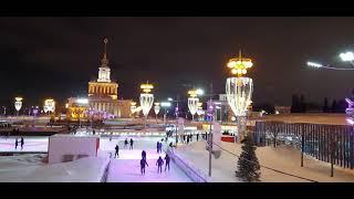 VDNKh#Russian winter#Russia's Largest ice skating rink.