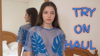 [4K] transparent clothes try on haul | fishnet dress try on haul with me