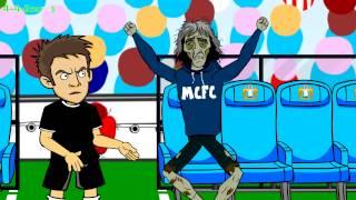 Smalling Red Card MAN CITY vs MAN UTD 1-0 (2014 Manchester Derby football funny cartoon highlights)