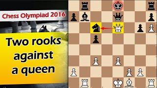 Two rooks against a queen | Indjic vs Baron 2016