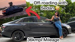 36kmpl का Mileage in Hyunai Verna Turbo  off-roading में फँसी