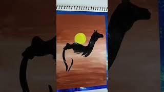 beautiful camel painting tutorial for beginners/camel painting ideas/evening scene