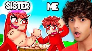 My Sister is SUPER STRONG in Roblox Arm Wrestle Simulator…