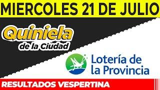 Resultados Quinielas Vespertinas de la Ciudad y Buenos Aires, Miércoles 21 de Julio