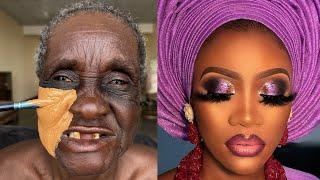 VIRAL NIGERIAN GRANDMA BRIDAL MAKEUP & GELE TRANSFORMATIONMAKEUP TUTORIAL ️