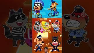 SHERIFF LABRADOR EXE vs DOBIE EXE vs SHERIFF PAPILLON EXE x Coffin Dance | #493 Tiles Hop #shorts