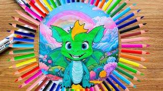 Funny little dragons | Coloring page of little dragons | colorful little dragons | little dragons