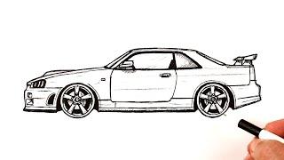 How to draw a Nissan Skyline GT-R R34