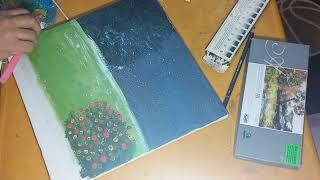Cat watchinh rain painting | painting for beginners | Artistic Mommy