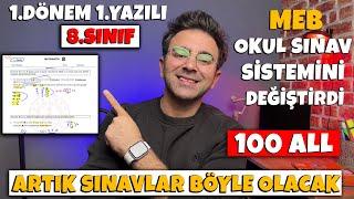 2024 | MEB | 8.Sınıf 1.Dönem 1.Yazılı MATEMATİK Soruları MEB Örnek Sorular