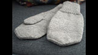 How to knit mittens. Step by step tutorial. One colour and leaf shaped tip.