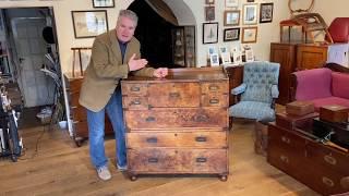 Antique Walnut Campaign Chest