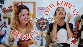 This Spicy Challenge Left Us Crying! 불닭볶음면 | Trying Korean Noodles