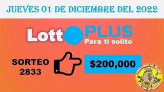 RESULTADO LOTTO SORTEO #2833 DEL JUEVES 01 DE NOVIEMBRE DEL 2022