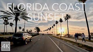 Florida Gulf Coast Sunset Scenic Drive 4K - Driving Sarasota to Anna Maria Island