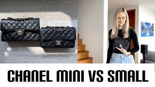 CHANEL SMALL CLASSIC FLAP VS MINI + Mod shots | How I shorten the straps