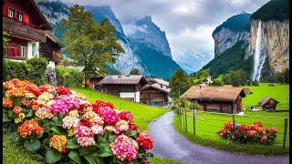 Lauterbrunnen,Switzerland  | 4k Rainy walk  in the most beautiful Swiss village