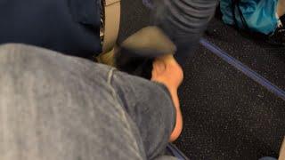 Shoe Knocked Off! (Public Shoeplay, Dangling, Bare Feet, Shoe Loss)