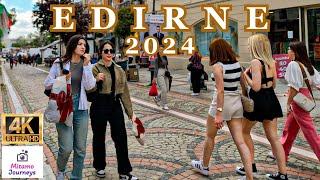 TURKEY EDIRNE CITY CENTER WALKING TOUR | HISTORICAL PLACES, MARKETS, BAZAARS | APRIL 2024 | UHD 4K