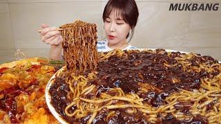 SUB) 오랜만에 오리지널 짜장면 파김치ㅣFt. 깐풍새우 디저트는 짜장밥 먹방 Black bean sauce noodles Kimchi REAL SOUND ASMR MUKBANG