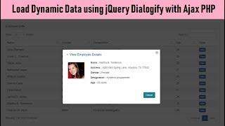 Load Dynamic Data using jQuery Dialogify with Ajax PHP