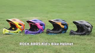 ROCKBROS Kids Bike Helmet Full Face Mountain Bike Helmets Black Orange