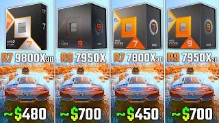 RYZEN 7 9800X3D vs RYZEN 7950X vs RYZEN 7800X3D vs RYZEN 7950X3D | Test in 6 Games