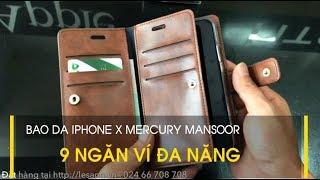 LÊ SANG | Bao da iPhone X / XS Mercury Mansoor với 9 ngăn ví đa năng đựng thẻ, tiền