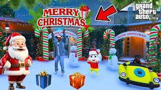 Shinchan Franklin & Chop Celebrate Christmas in GTA 5 | Santa Claus Give Xmas Celebration Gifts