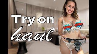 [4k] Kisscat Try on Haul: Transparent Lingerie from Calzedonia  | See-Through Try On Haul