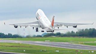 (4K) The SHORTEST 747 take-off I've ever seen! Magma Aviation 747 at Liège airport