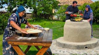 Grandma’s Outdoor Oven Feast – Tandoor Veggies & Handmade Bread in the Village 