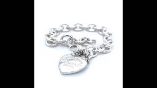 Tiffany & Co Estate Return to Tiffany Heart Bracelet 7.5" Silver TIF444