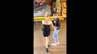 Two sweet Girls Dancing Salsa - hot sweet salsa shake - funny