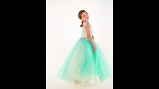 Girls Long Beaded Cap Sleeve Dress by Tiffany Princess 13647