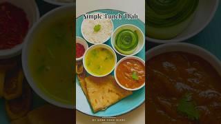 Simple Indian Lunch Thali | Garlic Chutney, Mushroom Ghee Roast, Moong Dal Tadka, Chapati & Rice