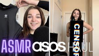 ASMR asos try-on haul!!! // fabric sounds, tapping, whisper ramble