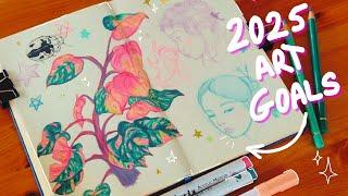 Sketchbook spread and 2025 resolutions // What to improve this new year? ️