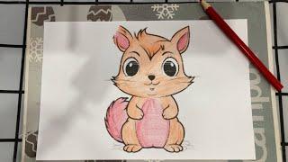 Complete coloring the picture of the squirrel with the cute face