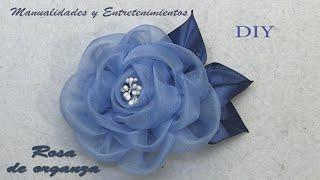 DIY -  Flor Facil- Rosa de Organza    -Manualidades y Entretenimientos 