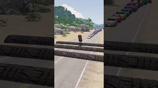 Big & Small Colorful Cars vs Big Spinning Tire #3 | BeamNG.drive