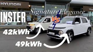 2025 Hyundai Inster 42kWh Signature side by side comparison with 49kWh Elegance