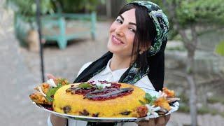 #16 Tahchin! IRANIAN Most Popular Dish! Chicken and Eggplant Rice Cake  IRAN Village Life