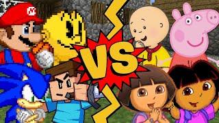 M.U.G.E.N Battles | Pac-Man/Mario/Steve/Sonic vs Caillou/Dora/Peppa Pig/Dora