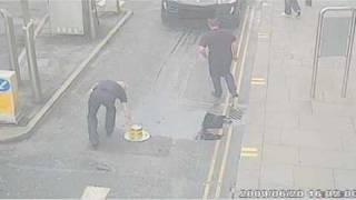 CCTV: Drivers crash into automated bollards in Manchester city centre