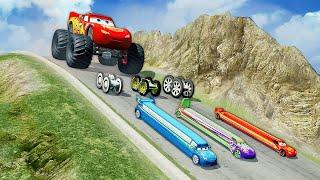 Big & Small PIXAR CARS vs DOWN OF DEATH 3 in BeamNG.drive