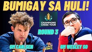 GRABE ANG BLUNDER! Carlsen vs So! CCT Round 3 RR