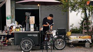 ASMR Cafe Vlog Mini Coffee Shop Mobile Coffeebar Pop up Bike Barista Working Relax Kopi Carts Street