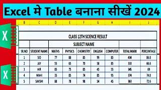 Excel Mai Table Kaise Banaye 2024|How to make table in excel|